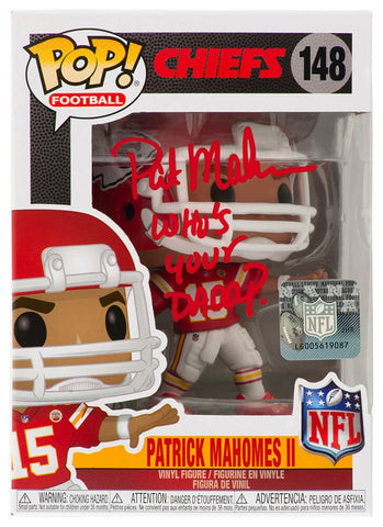 Pat (Patrick) Mahomes Sr. Signed Chiefs NFL Funko Pop Doll #148 w/INSC -(SS COA)