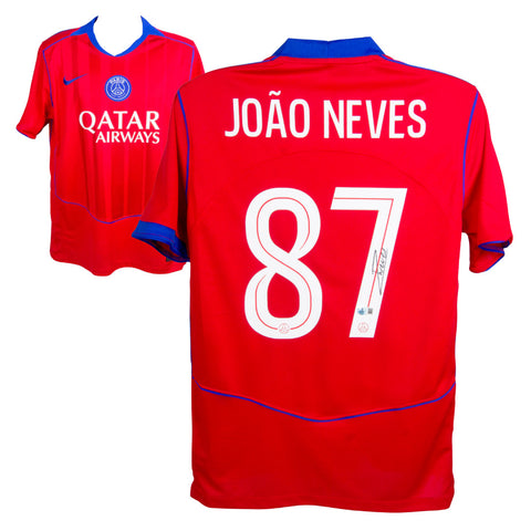 Joao Neves Signed PSG Away Soccer Jersey #87 with Beckett Witness