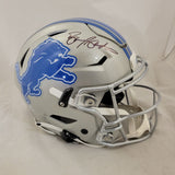 BARRY SANDERS SIGNED DETROIT LIONS F/S SPEEDFLEX HELMET BECKETT QR COA
