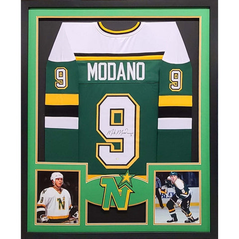 Mike Modano Autographed Signed Framed Minnesota North Stars Jersey
