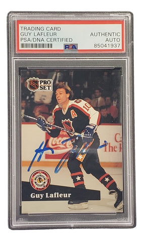 Guy LaFleur Signed 1991 Pro Set #317 Quebec Nordiques Hockey Card PSA/DNA