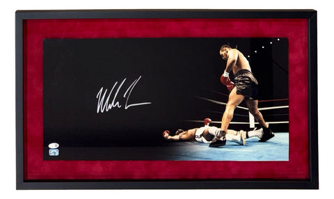 Mike Tyson Signed Framed 12x24 Boxing Photo Suede Matte JSA QR Hologram