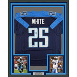 Framed Signed LenDale White 35x39 Tennessee Navy Blue Jersey Beckett BAS COA