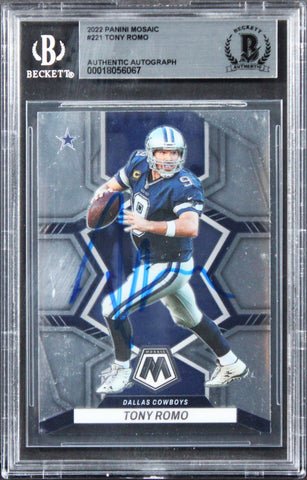 Cowboys Tony Romo Authentic Signed 2022 Panini Mosaic #221 Card BAS Slabbed 2