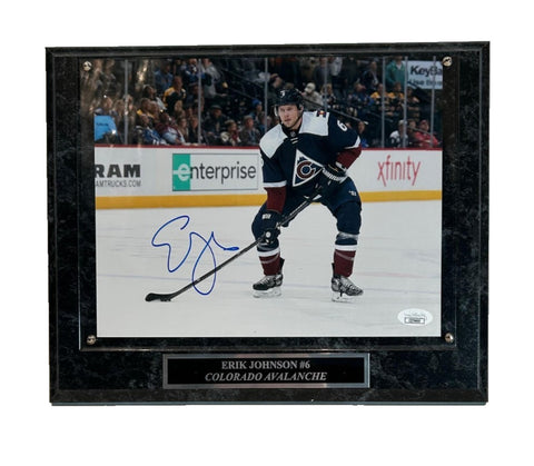 Erik Johnson Autographed Colorado Avalanche 8x10 Photo -- Plaque | JSA COA