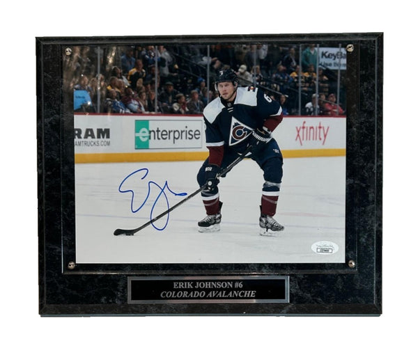Erik Johnson Autographed Colorado Avalanche 8x10 Photo -- Plaque | JSA COA