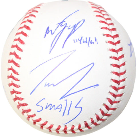 Sandlot Autographed/Signed OML Baseball Tom Guiry +4 Sigs Beckett 42999