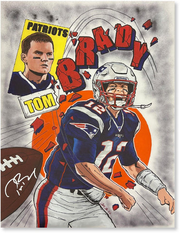 Autographed Tom Brady Patriots Art