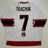 Autographed/Signed Brady Tkachuk Ottawa White Hockey Jersey JSA COA