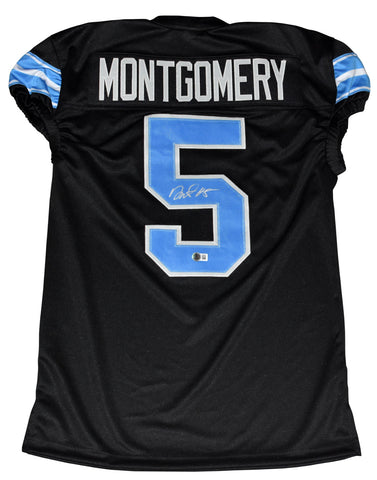 DAVID MONTGOMERY AUTOGRAPHED DETROIT LIONS #5 BLACK GAME CUT JERSEY BECKETT