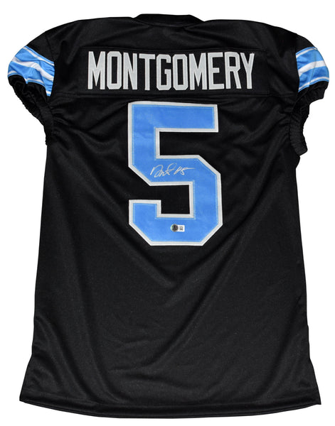 DAVID MONTGOMERY AUTOGRAPHED DETROIT LIONS #5 BLACK GAME CUT JERSEY BECKETT