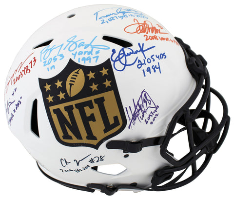NFL 2k Rushers (8) Peterson, Sanders +6 Signed F/S Speed Proline Helmet BAS Wit
