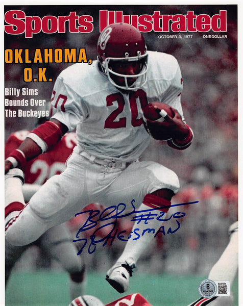 Oklahoma Billy SImms "78 Heisman" Authentic Signed 8x10 Vertical Photo BAS