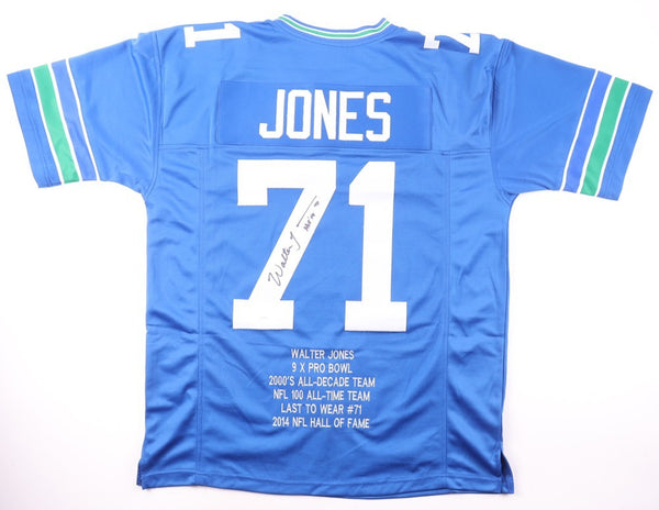 Walter Jones Signed Seahawks Career Stat Jersey Inscribed "HOF '14" (JSA) O-Line