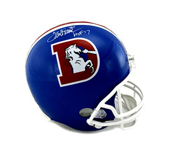 Terrell Davis Signed Denver Broncos Throwback Full Size Blue Helmet - "HOF 17"
