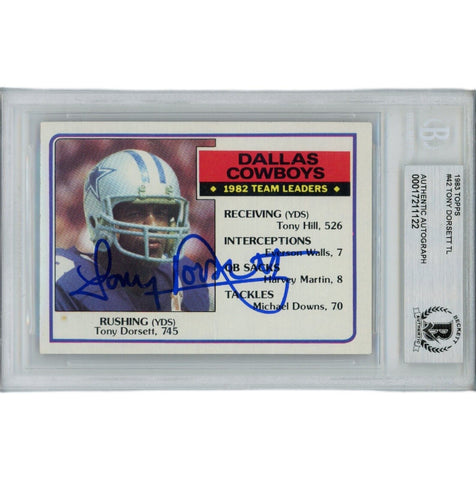 Tony Dorsett Autographed 1983 Topps 42 Slabbed Trading Card Beckett 45916