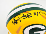 ANDRE RISON AUTOGRAPHED PACKERS YELLOW SPEED MINI HELMET SB 31 CHAMPS JSA 232852
