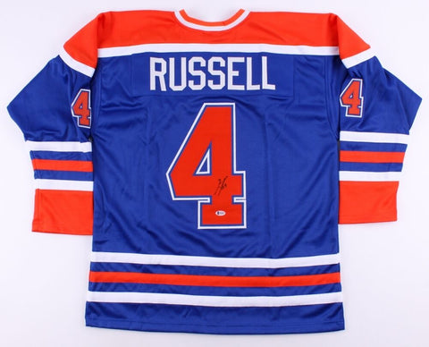 Kris Russell Signed Oilers Jersey (Beckett COA)67th Overall Pick 2005 NHL Draft