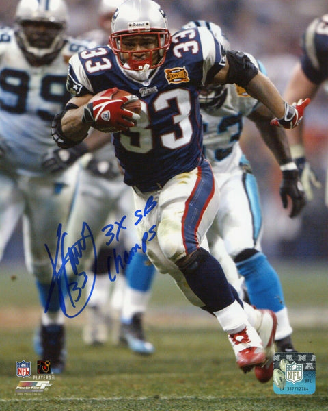 Kevin Faulk New England Patriots Signed Super Bowl XXXVIII 8x10 3x SB Champs Ins