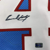 Framed Autographed/Signed Earl Campbell 33x42 Houston Blue Jersey Holo COA