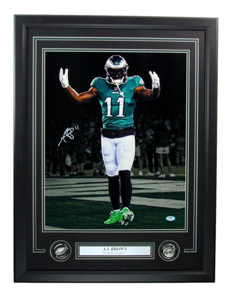 A.J. Brown Autographed 16x20 Photo Philadelphia Eagles Framed PSA/DNA 175229