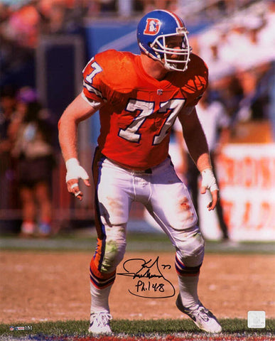 Karl Mecklenburg Signed Denver Broncos Action 16x20 Photo - (SCHWARTZ COA)