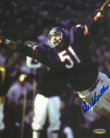 Dick Butkus Signed Bears Navy Jersey Action Close Up 8x10 Photo - (SCHWARTZ COA)