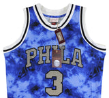 76ers Allen Iverson Signed Blue Galaxy M&N 1996-97 HWC Swingman Jersey BAS Wit