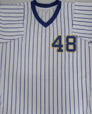 Brewers MIKE CALDWELL Signed Custom Replica Pin Stripe Retro Jersey AUTO - JSA