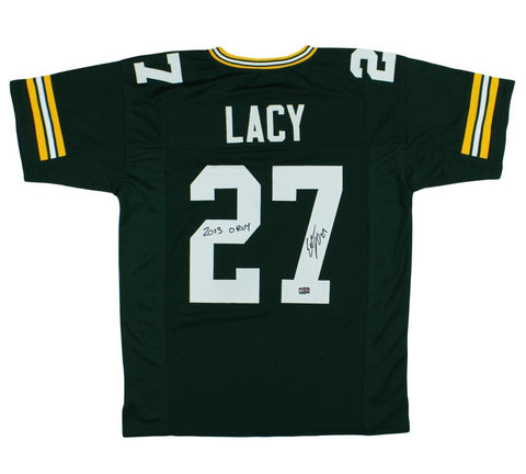 Eddie Lacy Signed Green Bay Custom Green Football Jersey with "2013 OROY" Insc