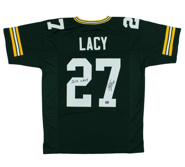 Eddie Lacy Signed Green Bay Custom Green Football Jersey with "2013 OROY" Insc
