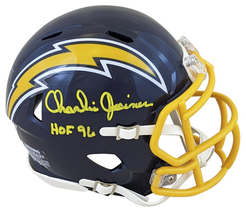 Chargers Charlie Joiner "HOF 96" Signed 74-87 TB Speed Mini Helmet BAS Witnessed