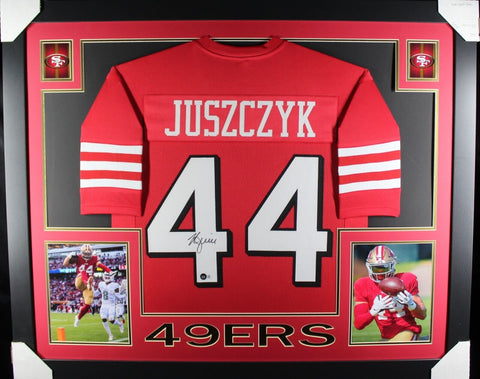 KYLE JUSZCZYK (49ers red SKYLINE) Signed Autographed Framed Jersey Beckett