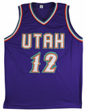 John Stockton Authentic Signed Purple Pro Style Jersey Autographed BAS Witnessed