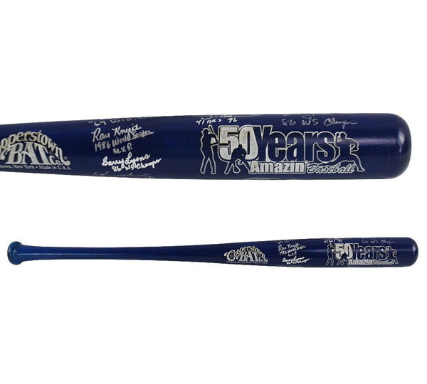 Multi-Signed New York Custom Cooperstown 50 Years Blue Bat with 7 Signatures