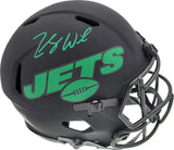 Zach Wilson Signed Jets Eclipse Black Full Size Authentic Speed Helmet Beckett