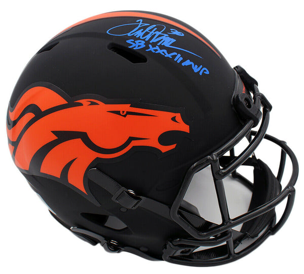 Terrell Davis Signed Denver Broncos Speed Authentic Eclipse Helmet - Inscription