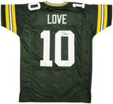 GREEN BAY PACKERS JORDAN LOVE AUTOGRAPHED GREEN JERSEY BECKETT WITNESS 232818