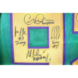 The Mighty Ducks Movie Autographed Green Jersey sz XL 8 Sigs Beckett 52785
