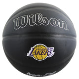 Lakers Magic Johnson Signed Black Wilson Logo Basketball W/ Case BAS Witnessed