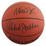 Lakers Magic Johnson & Kareem Abdul-Jabbar Signed Basketball BAS Wit #5W053814