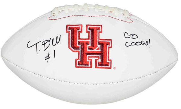 TANK DELL AUTOGRAPHED HOUSTON COUGARS WHITE LOGO FOOTBALL BECKETT