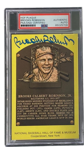 Brooks Robinson Signed 4x6 Baltimore Orioles HOF Plaque Card PSA/DNA 85025709