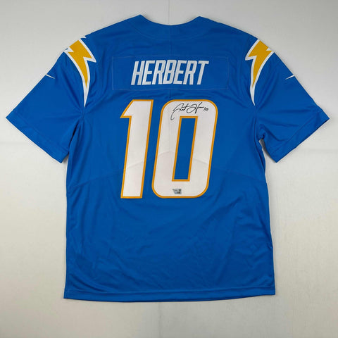 Autographed/Signed Justin Herbert Los Angles Chargers Elite Jersey Fanatics COA