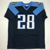 Autographed/Signed CHRIS JOHNSON Tennessee Dark Blue Football Jersey JSA COA