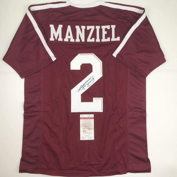 Autographed/Signed JOHNNY MANZIEL Texas A&M Maroon Jersey JSA COA Auto
