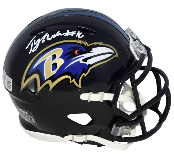 TYLAN WALLACE AUTOGRAPHED BALTIMORE RAVENS SPEED MINI HELMET BECKETT