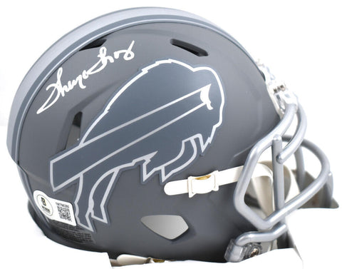 Thurman Thomas Autographed Buffalo Bills Slate Speed Mini Helmet- Beckett W Holo