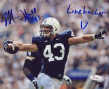 Mike Hull PSU Nittany Lions Signed Blue Linebacker U 8x10 INT Photo JSA 136785