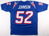 Ted Johnson Signed Patriots Flying Elvis Logo Jersey /JSA COA/3xSuper Bowl Champ